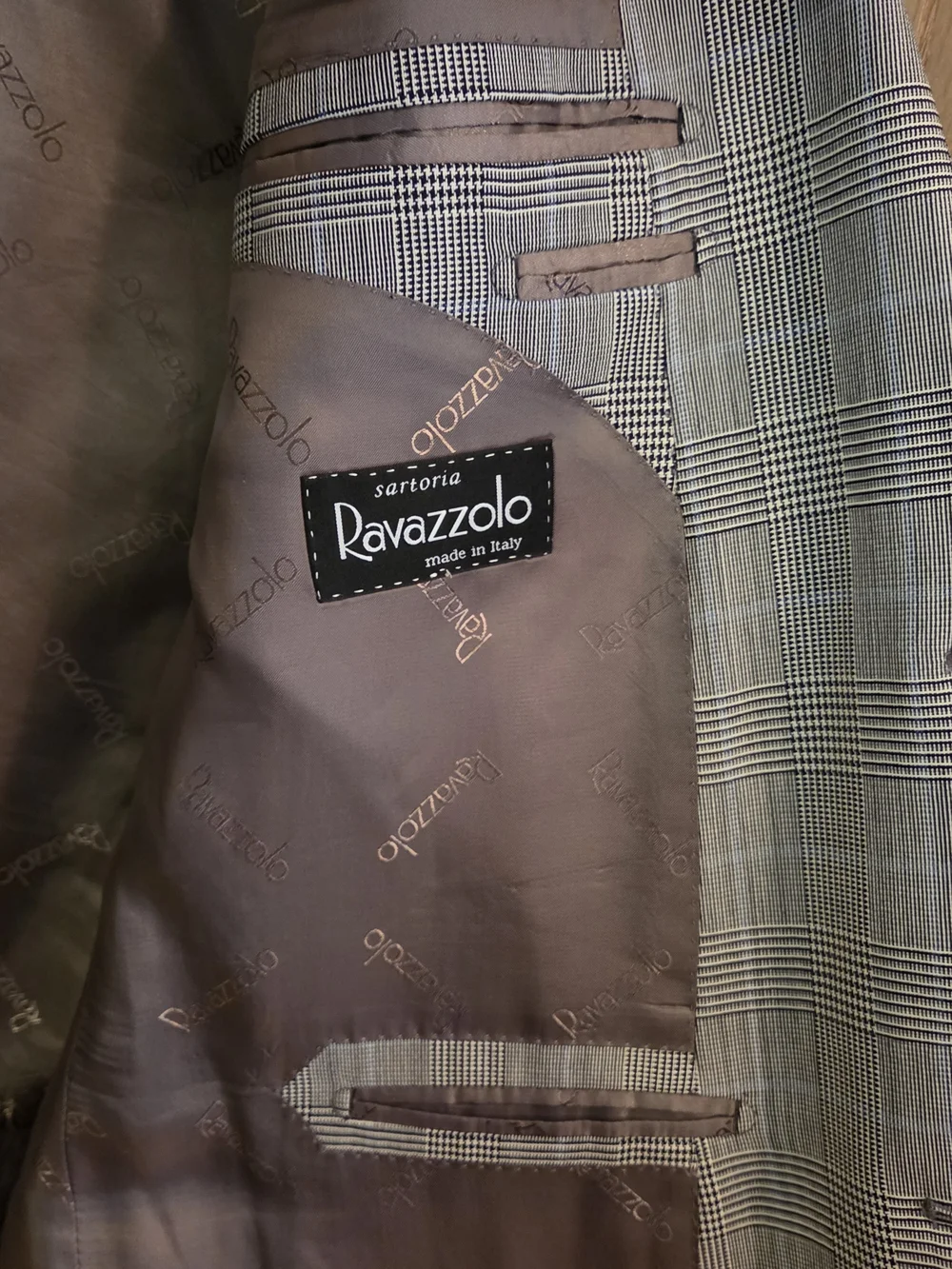 Sartoria Ravazzolo Italian Wool Suit Jacket Blazer 54 R 44 R Glen Plaid